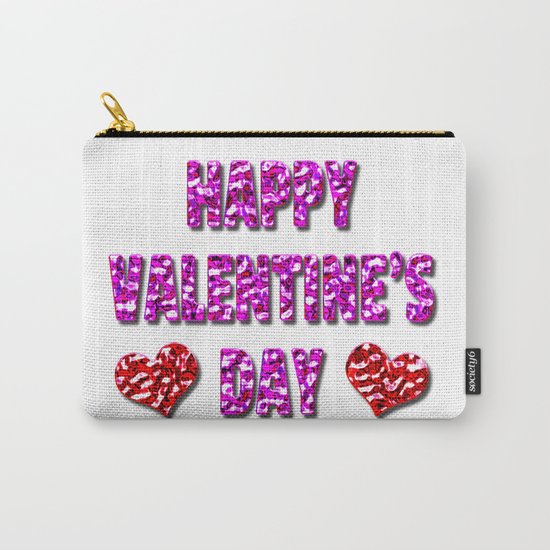 Happy Valentine's Day Metal Pink and Red Letters Carry-All Pouch