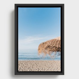 Mediterranean Sea Series, Parasol on a Sunny Beach, Fine Art,  Framed Canvas