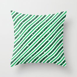 Green Glitter stripe pattern Throw Pillow