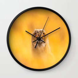 Yellow Owl Wall Clock
