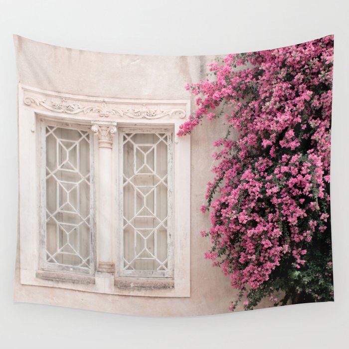 Pretty Window - Bougainvillea Flowers - Minimalist Portugal Travel Photography By Ingrid Beddoes Wall Tapestry