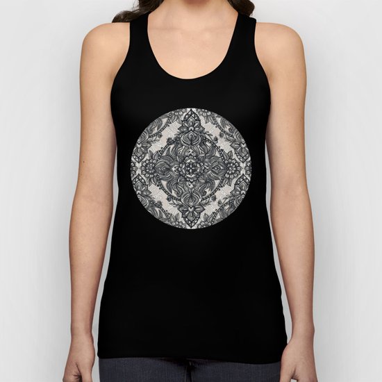 Charcoal Lace Pencil Doodle Unisex Tank Top