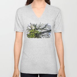 Centenary oak covered with moss and plants V Neck T Shirt