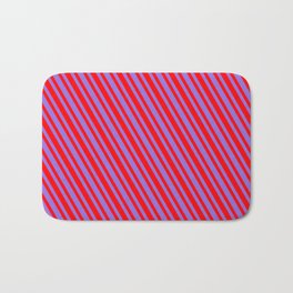 [ Thumbnail: Red and Purple Colored Stripes Pattern Bath Mat ]