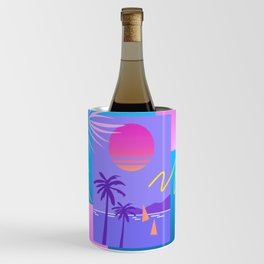 Memphis pattern 80 - 80s / 90s Retro / summer palm tree Wine Chiller