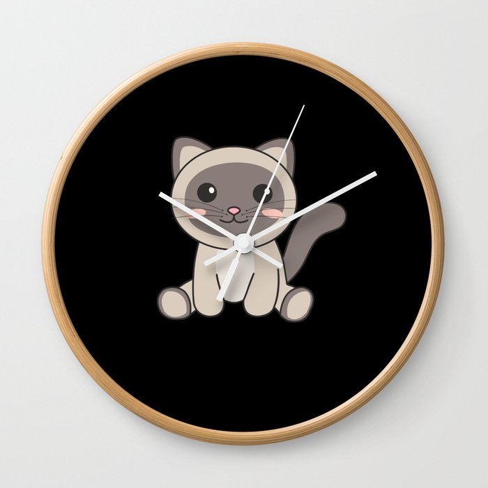 Siamese Cat Kawaii Cats Cute Animals For Kids Wall Clock