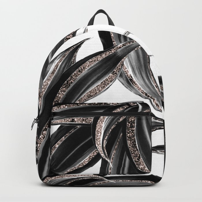 Tropical Leaves with Rose Gold Glitter #1 (Faux Glitter) #shiny #tropical #decor #art #society6 Backpack
