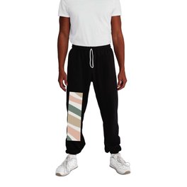 Colorful Stripes, Green, Blush Pink, Beige, Geometric Art Sweatpants