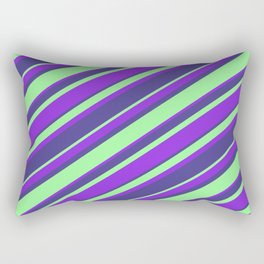 [ Thumbnail: Purple, Dark Slate Blue & Green Colored Striped/Lined Pattern Rectangular Pillow ]