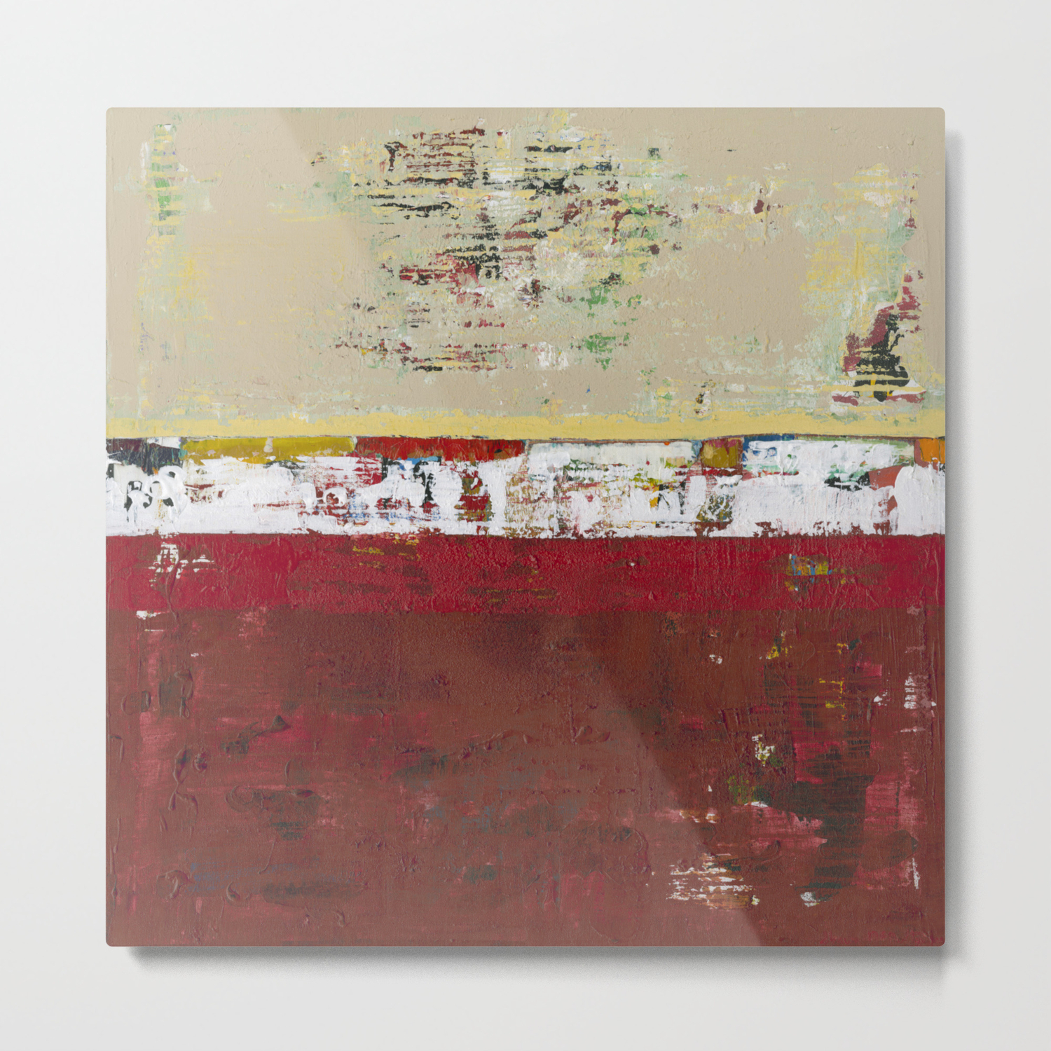 Buffalo Indian Red Burgundy Modern Abstract Art Metal Print By