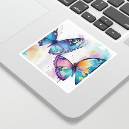 Abstract Watercolor Butterflies Sticker