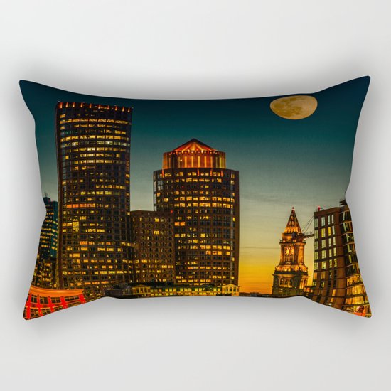 Boston Pink Moon Rectangular Pillow