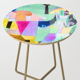 Black Columns in a Landscape Painting  by Paul Klee Bauhaus  Side Table