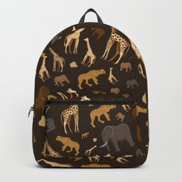 Safari Giraffe, elephants and cheetah pattern  Backpack
