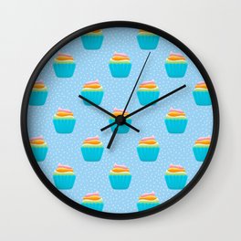 Rainbow Cupcake // colorful sprinkles // birthday muffin sweets Wall Clock