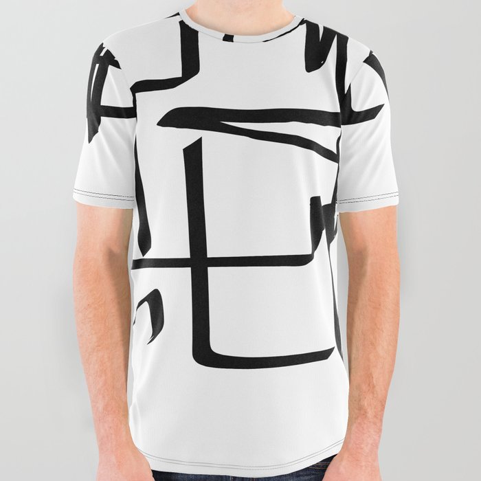 Alien Line Pattern All Over Graphic Tee