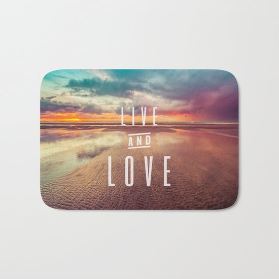 Live and Love beach text Bath Mat