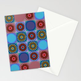 Colorful Mandala Grids - Vibrant Blues Stationery Card
