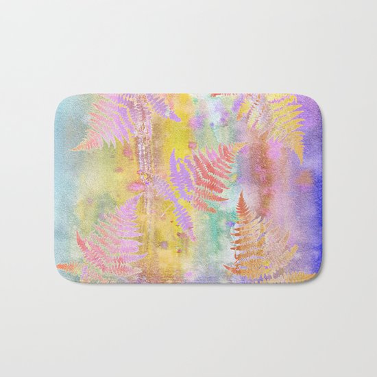 Colorful Fern Leaves W Bath Mat