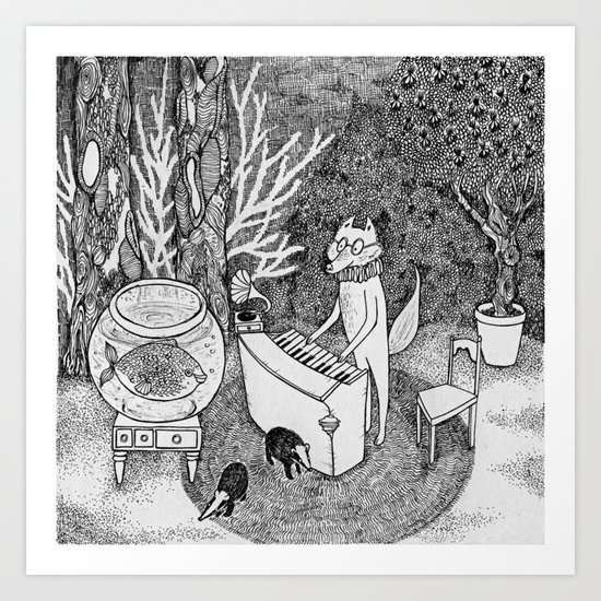Fox Piano Art Print