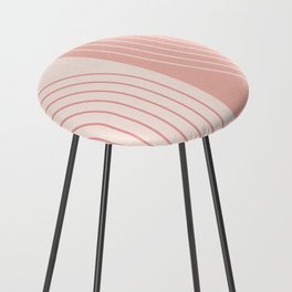 Abstract Geometric Rainbow Lines 14 in Blush Pink Counter Stool