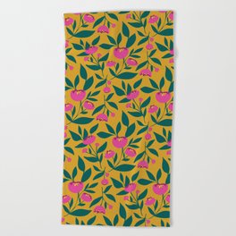 Bold and bright pink peony Beach Towel