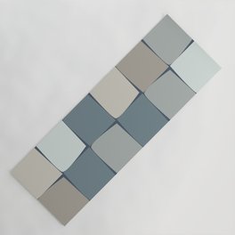 Flux Check Grid Pattern in Neutral Blue Gray Tones Yoga Mat