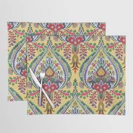 Turkish decorative seamless pattern. Vintage Islamic colorful motif illustration in modern theme. Traditional folk artwork. Rococo wall. Exotic motif design hand drawn art, Mughal background Placemat