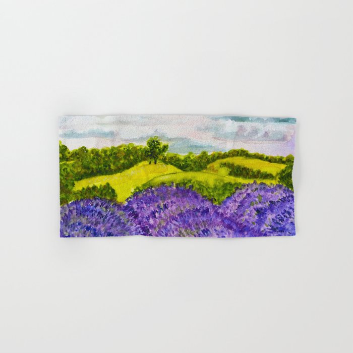 Lavender Fields Watercolor Hand Bath Towel By Obeymydog Society6