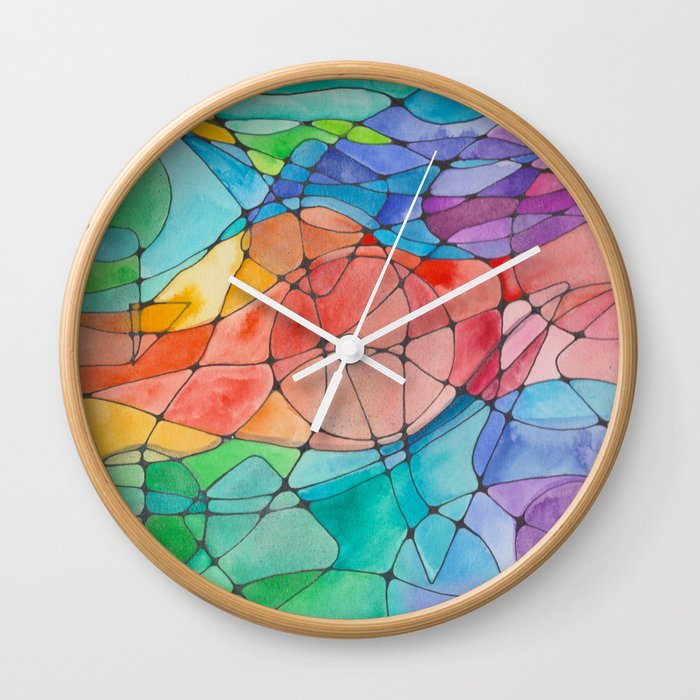 Neurographic Watercolor Experiment Wall Clock