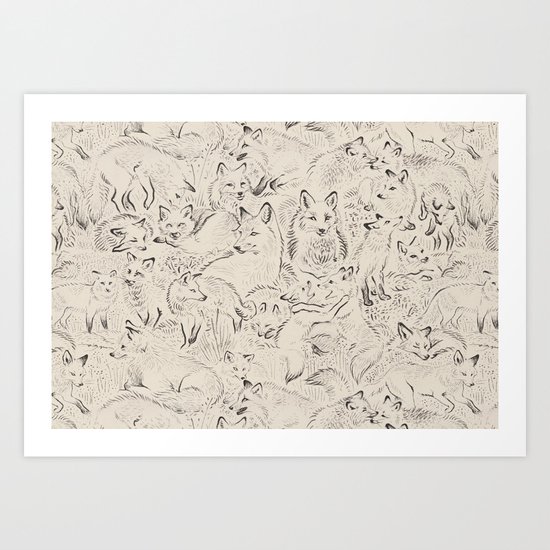 Resting foxes Art Print