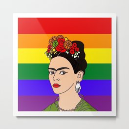 Rainbow Frida Metal Print
