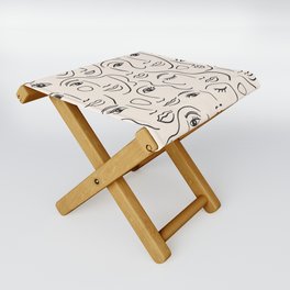 Abstract Faces Folding Stool