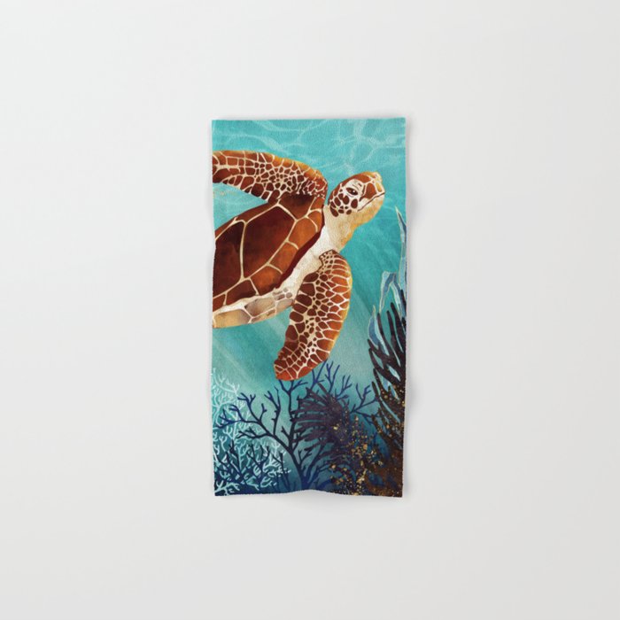 Metallic Sea Turtle Hand & Bath Towel