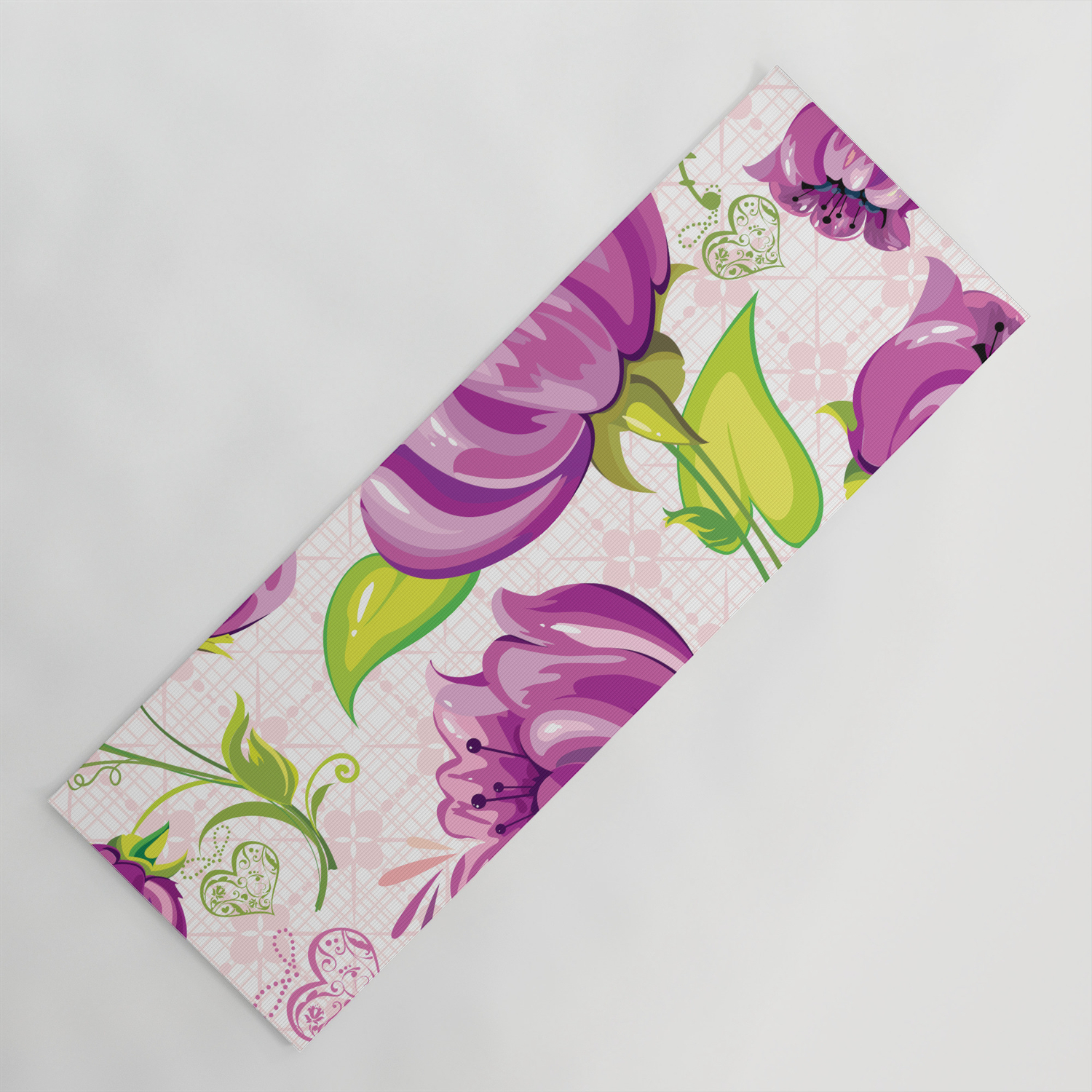 Purple Floral Wallpaper Abstract Design Yoga Mat By