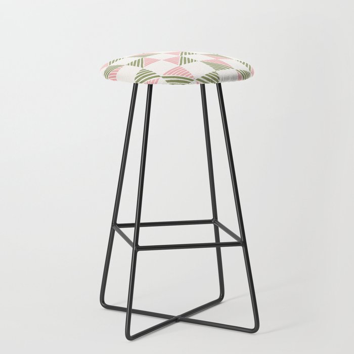 Abstract Shape Pattern 9 in Sage Green Dusty Pink Bar Stool