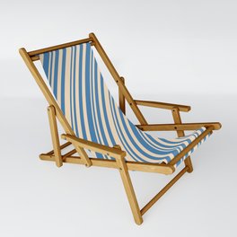 [ Thumbnail: Bisque & Blue Colored Stripes/Lines Pattern Sling Chair ]
