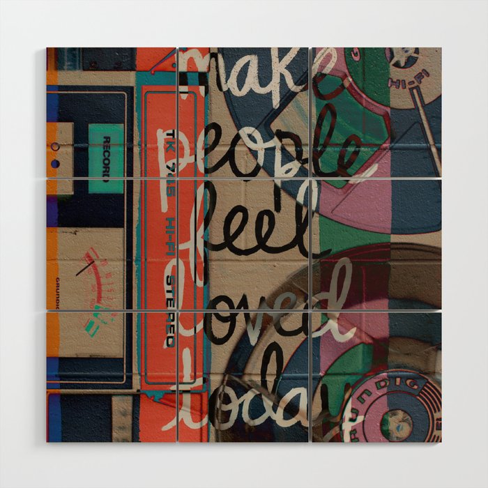 Make People Feel Loved Today: digital retro inspired piece by Alyssa Hamilton Art Wood Wall Art