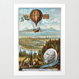 Vintage hot air balloon poster  Art Print