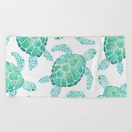 Sea Turtle Pattern - Blue Beach Towel