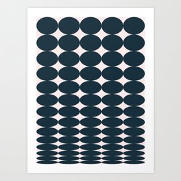 Retro Round Pattern - Dark Blue Art Print