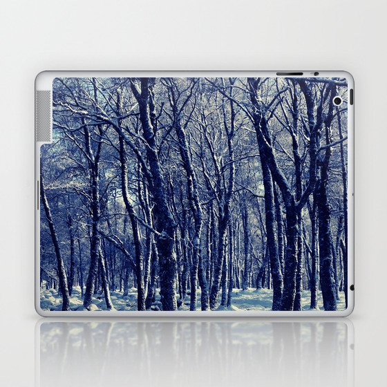 Winter Birch Tree Snow Drama in the Scottish Highlands Laptop & iPad Skin