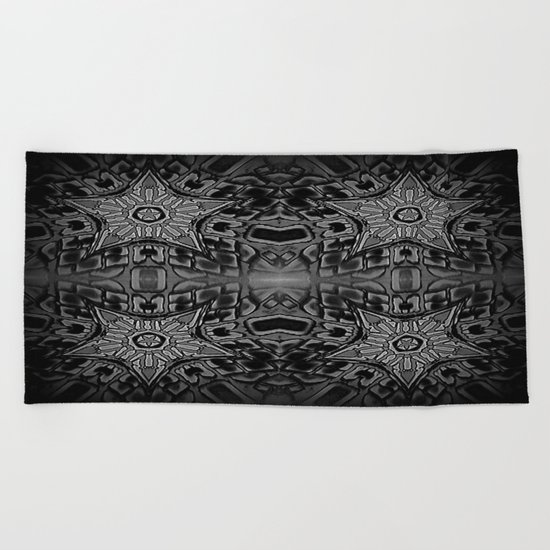 Black Gothic Stars Beach Towel