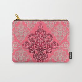 red&grey Baroque Pattern on gentle raspberry Carry-All Pouch | Gentle, Tattoo, Rococo, Digital, Heart, Colored, Seasonal, Raspberryred, Ownstyle, Holiday 