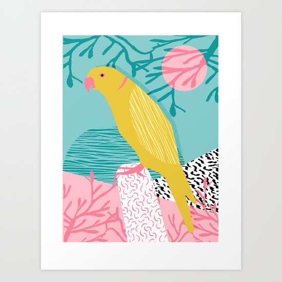 Bird Brain - wacka designs abstract minimal memphis design retro throwback 1980s 80s illustration Art Print