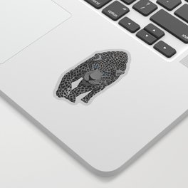 digital painting of a gray leopard Sticker