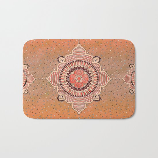 Mandala ornament orange Bath Mat