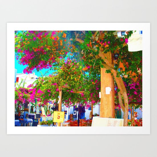 Purple flowers in Mykonos Art Print
