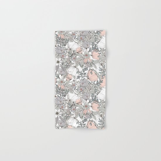 Seamless pattern design with hand drawn flowers and floral elements Hand & Bath Towel