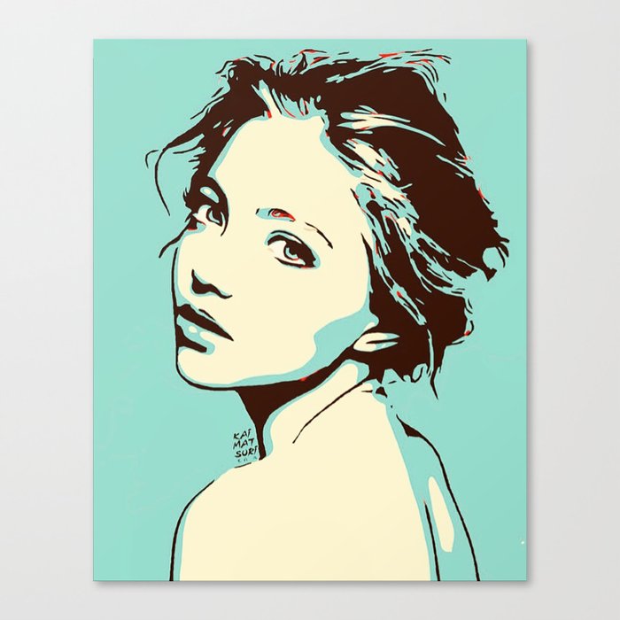 Blue Girl Looking Over Shoulder Portrait Digital Art Vector Illustration Canvas Print By Kaimatsuri Society6,Female Easy Manga Drawings